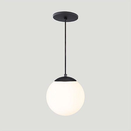 PEND MDL ESFERA 1L DIAM.20CM VID LEITOSO FOSCO - PRETO 