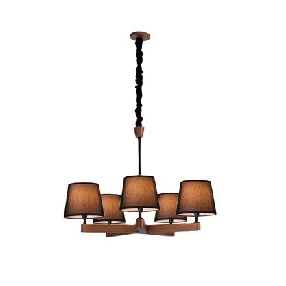 LUSTRE YASMIN 5 LAMP. CASTANHO CUP. PRETA