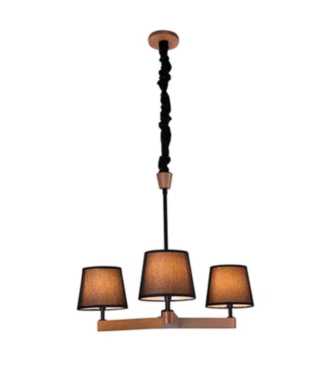 LUSTRE YASMIN 3 LAMP. CASTANHO CUP.PRETA