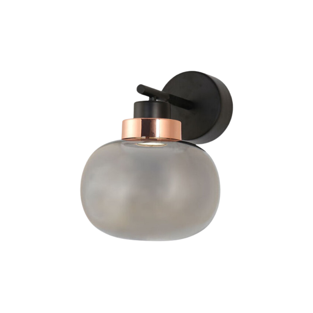 ARANDELA FOG ROSE GOLD PRETO E FUME (D)22CM (L)29.5CM (C)