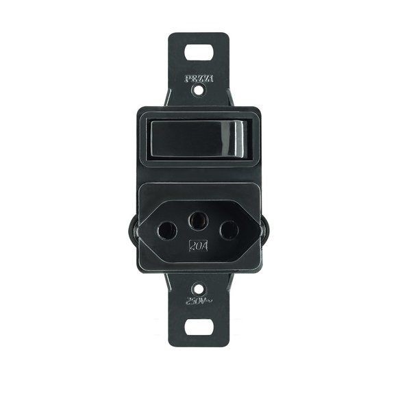 INTERRUP 10A+TOMADA 2P+T 20A 250V COND. S/PLACA PRETO - PEZZI