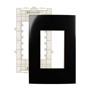 CONJ PLACA 4X2 3 POSTOS HORIZ EBONY C/SUP INFINITI PLUS