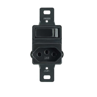 INTERRUP 10A+TOMADA 2P+T 20A 250V COND. S/PLACA PRETO - PEZZI